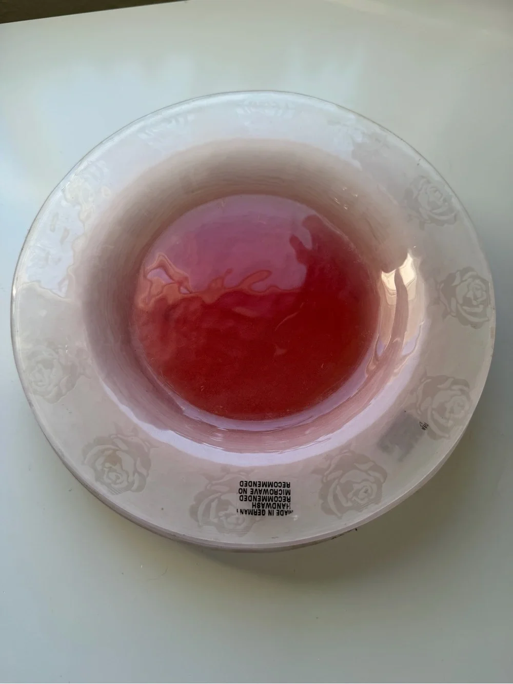 Frosted Glass Pink Vintage Rose Plates - Set of 4 - Made In Germany